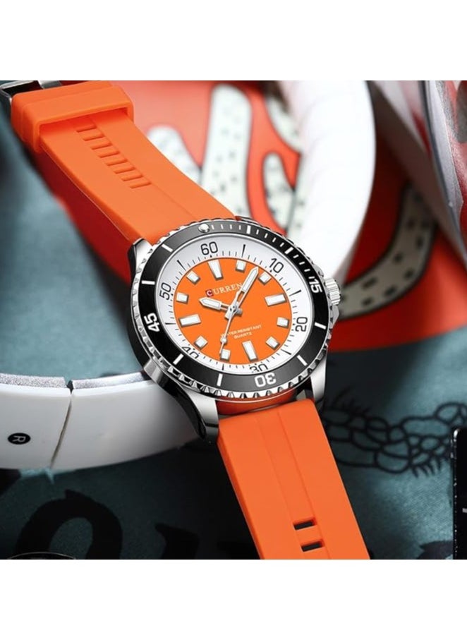 CURREN CURREN Original Brand Rubber Straps Wrist Watch For Men With Brand Box-8448  - Image 5