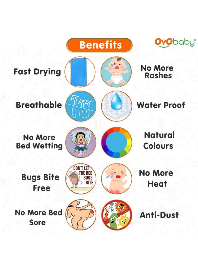 أيو بيبي ملاءة OYO BABY القطنية المقاومة للماء وسريعة الجفاف للأطفال | وسادة سرير | ملاءة واقية لسرير الأطفال الصغار (كبير جدًا (200 سم × 140 سم)، أزرق بحري) - Image 3
