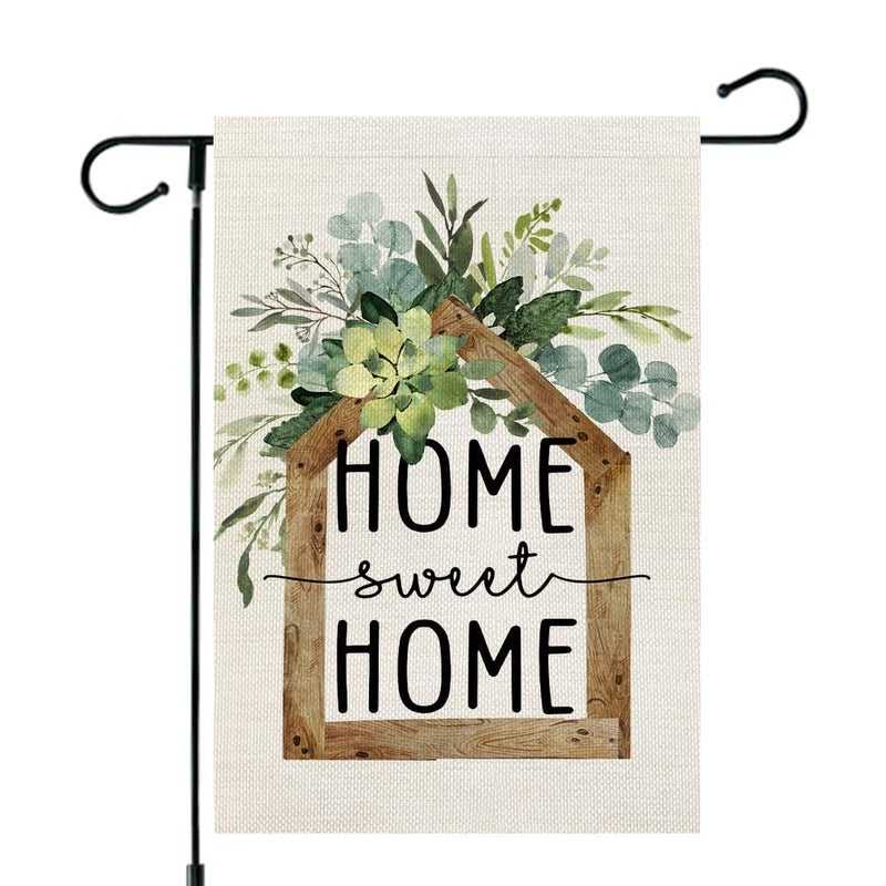AACORS Eucalyptus Garden Flag 12Ã—18 Inchl Floral Home Sweet Home Decorative Double Sided Holiday Farmhouse Seasonal Outside Decor for Yard AG031 - Image 1