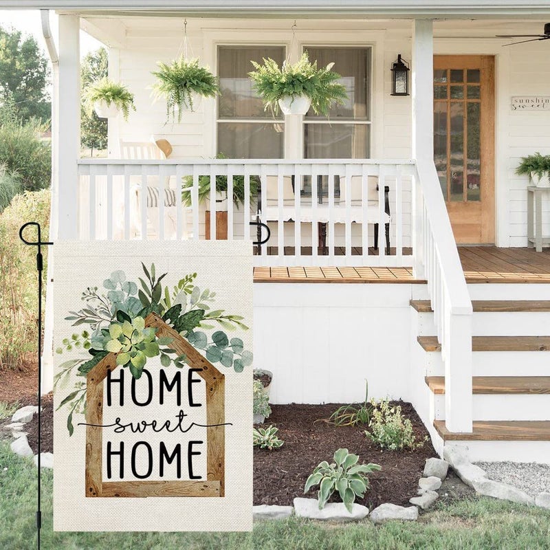 AACORS Eucalyptus Garden Flag 12Ã—18 Inchl Floral Home Sweet Home Decorative Double Sided Holiday Farmhouse Seasonal Outside Decor for Yard AG031 - Image 2