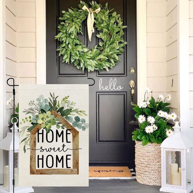 AACORS Eucalyptus Garden Flag 12Ã—18 Inchl Floral Home Sweet Home Decorative Double Sided Holiday Farmhouse Seasonal Outside Decor for Yard AG031 - Image 4