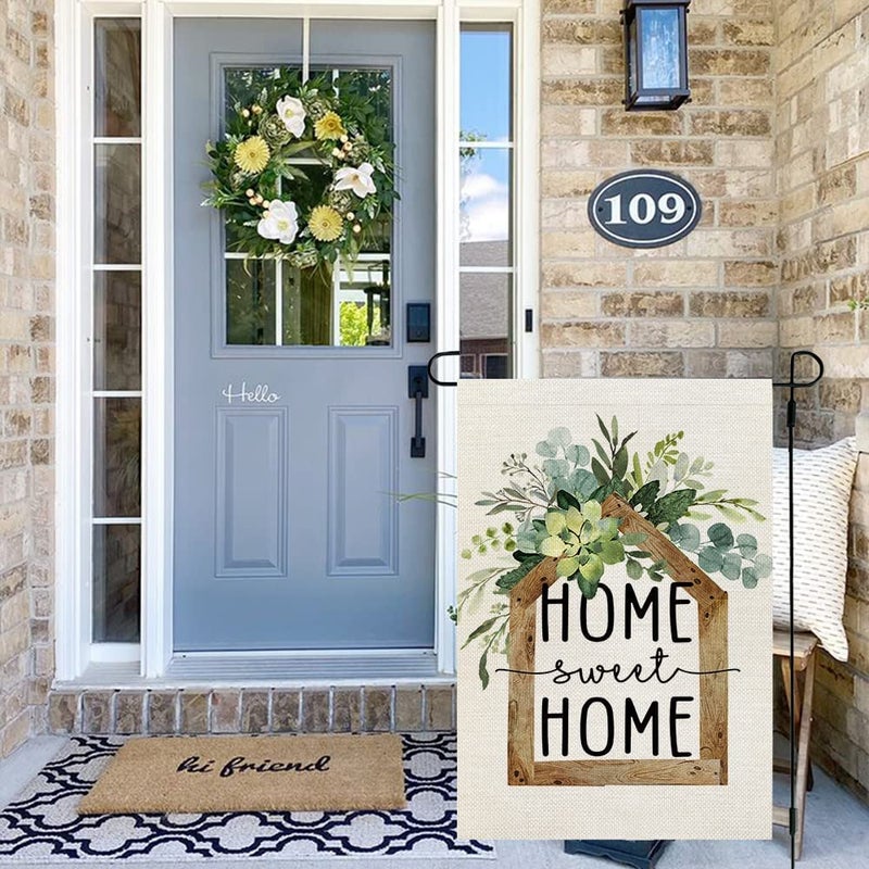 AACORS Eucalyptus Garden Flag 12Ã—18 Inchl Floral Home Sweet Home Decorative Double Sided Holiday Farmhouse Seasonal Outside Decor for Yard AG031 - Image 3