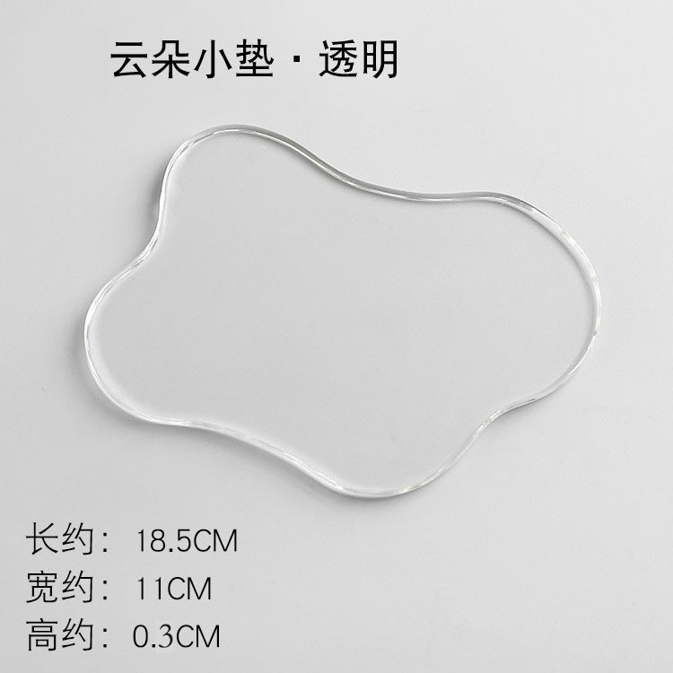 Cyber Celebrous Cloud Glass Tea Mat Transparent Pvc Soft Glass Cyber Celebrous Small Tray Creative Coffee Heat Insulated Dining Mat - Image 1