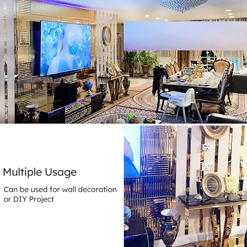 Diflart Mirror Backsplash Tiles for Kitchen, Gold Strip, 12x12 Inch, Beveled Mirror TIile for Bathroom Wall (5 Sheets,5 Sq.ft) - Image 5