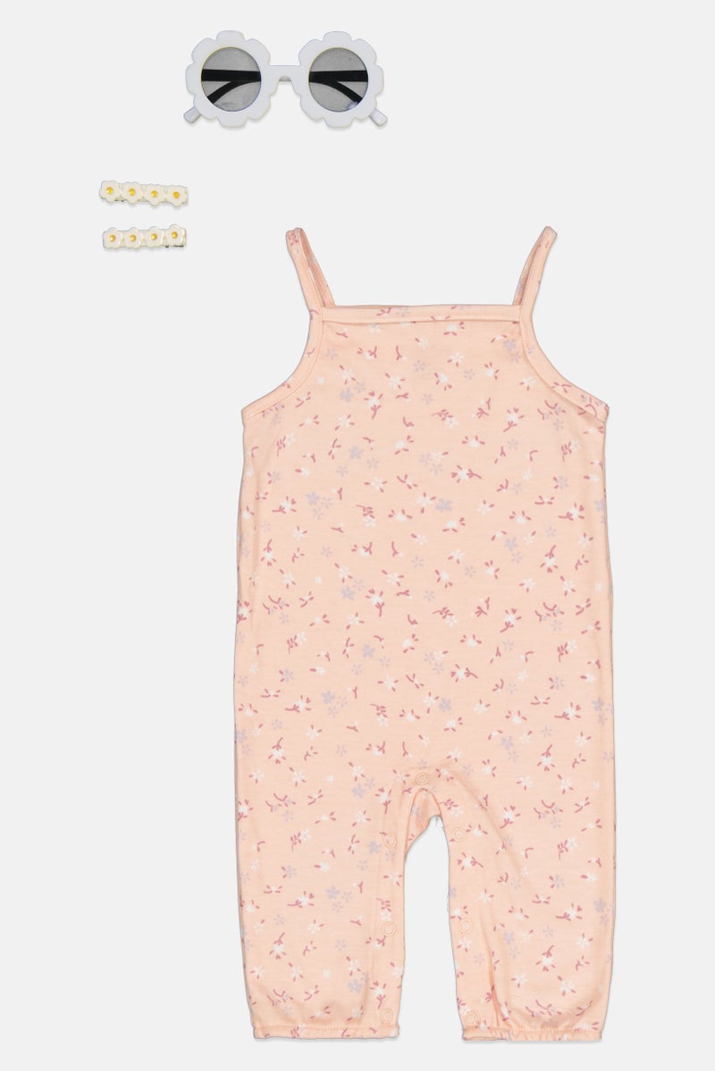 English Laundry Toddlers Girl 3 Pieces Jumpsuit, Sunglasses And Hair Clip Set, Multicolor - Image 1