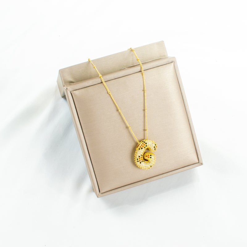 Golden Zirconic Stainless Steel Pendant Necklace Letter G - Image 2