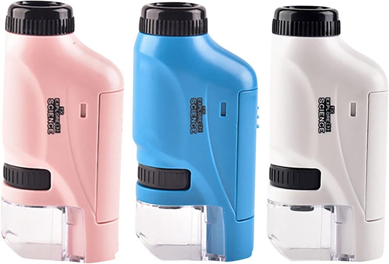 klarako Kids Handheld Microscope, High Definition 60x120x Zoom Portable Pocket Microscope with LED Light, School Biological Science Educational Toys Children Gift (Blue)