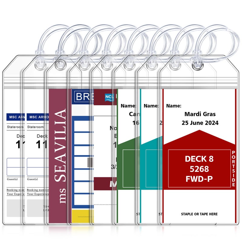 SEAVILIA 8 Pack Cruise Luggage Tag Holder, Cruise Essentials 2025 for NCL, Princess, Carnival, Royal Caribbean and Celebrity Cruise Luggage Tags for Travel Essentials by SEAVILIA - Image 1