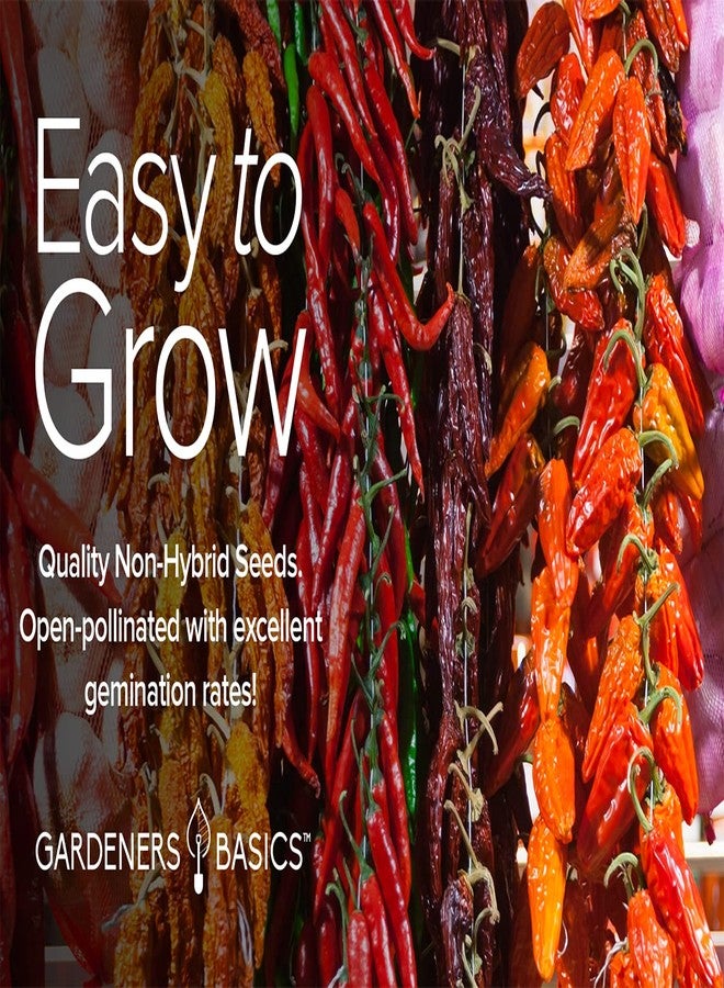 Gardeners Basics بذور فلفل حار أساسية للزراعة - عبوة من 5 أنواع: بذور فلفل الشبح، الأحمر، البرتقالي، الأصفر، والأبيض. بذور فلفل هابانيرو للزراعة في الحديقة. غير معدلة وراثيًا، بذور فلفل تراثية. - Image 4