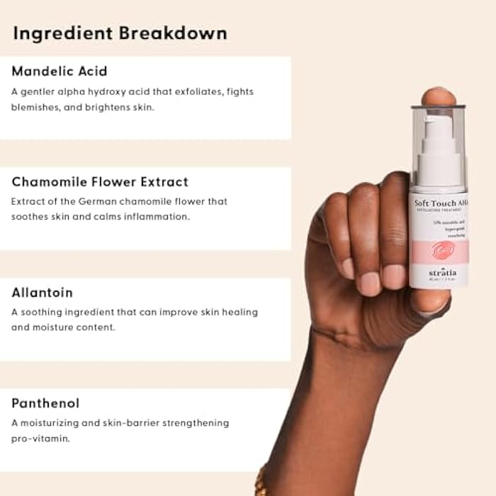 Stratia Soft Touch Dark Spot Corrector with 10% Mandelic Acid Serum for Fine Lines, Skin Texture & Blemishes - Collagen Booster, AHA Exfoliant and Pore Minimizer, 1.3 Fl Oz - Image 4