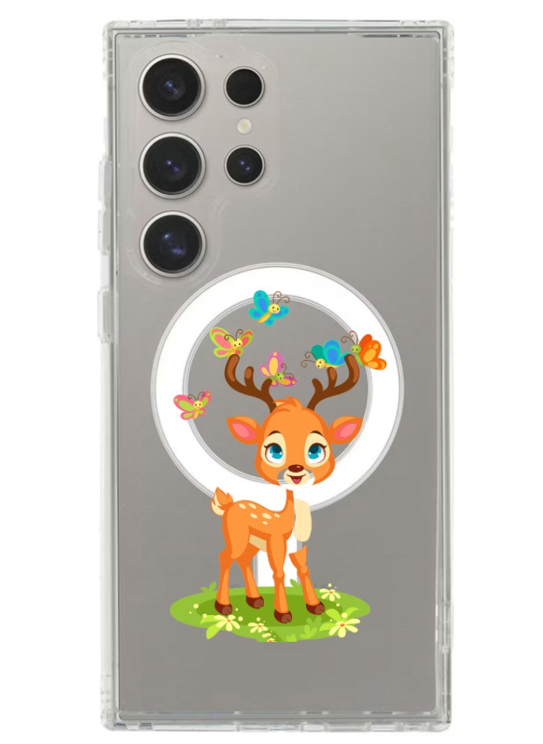 Theodor - Magnetic Case for Samsung Galaxy S24 Ultra 6.8-inch Compatible with MagSafe Wireless Charging, Shockproof Phone Bumper Cover deer - Image 1
