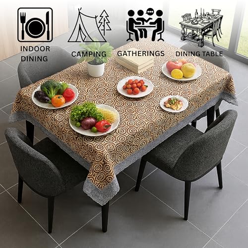 Skrill Premium Dining Table Cover PVC | Retro Circle Elegance | Waterproof, Dust- & Wrinkle-Proof Tablecloth for 6-8 Seater | Heavy-Duty, Spill-Proof, Anti-Fade, Easy-Clean (60 x 90 inch) - Image 5
