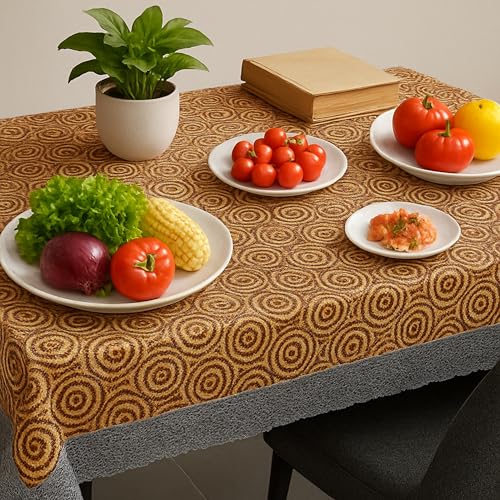 Skrill Premium Dining Table Cover PVC | Retro Circle Elegance | Waterproof, Dust- & Wrinkle-Proof Tablecloth for 6-8 Seater | Heavy-Duty, Spill-Proof, Anti-Fade, Easy-Clean (60 x 90 inch) - Image 2