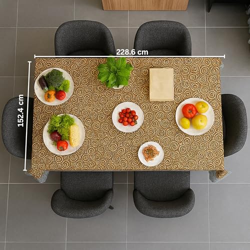 Skrill Premium Dining Table Cover PVC | Retro Circle Elegance | Waterproof, Dust- & Wrinkle-Proof Tablecloth for 6-8 Seater | Heavy-Duty, Spill-Proof, Anti-Fade, Easy-Clean (60 x 90 inch) - Image 4