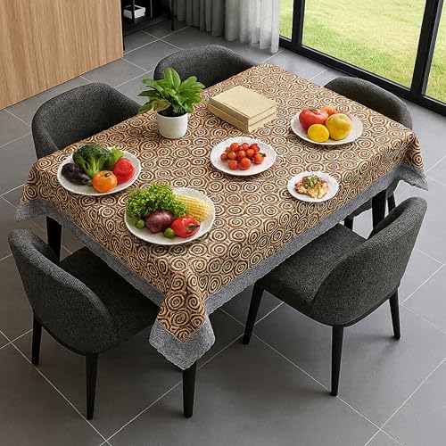 Skrill Premium Dining Table Cover PVC | Retro Circle Elegance | Waterproof, Dust- & Wrinkle-Proof Tablecloth for 6-8 Seater | Heavy-Duty, Spill-Proof, Anti-Fade, Easy-Clean (60 x 90 inch) - Image 1