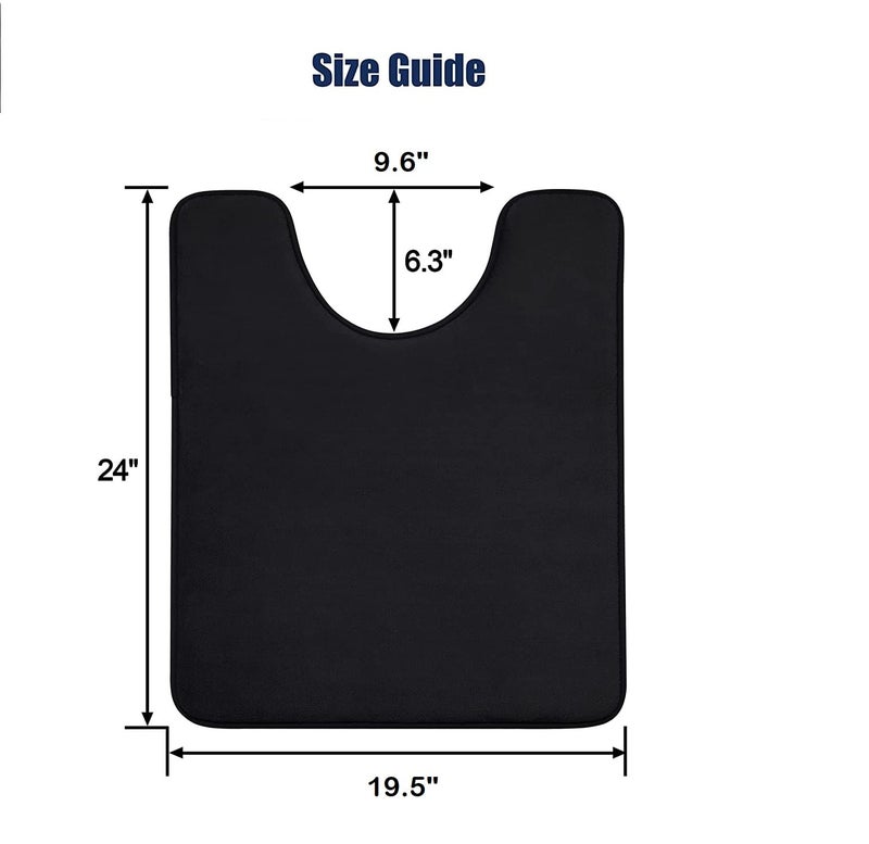 Onlyeasy Soft Bathroom Rugs, U-Shaped Bathroom Rugs, Toilet Mat, Water Absorption, Non Slip, Thick, Dry Fast for Bathroom Floor Mats (20''x24'', Black) - Image 3