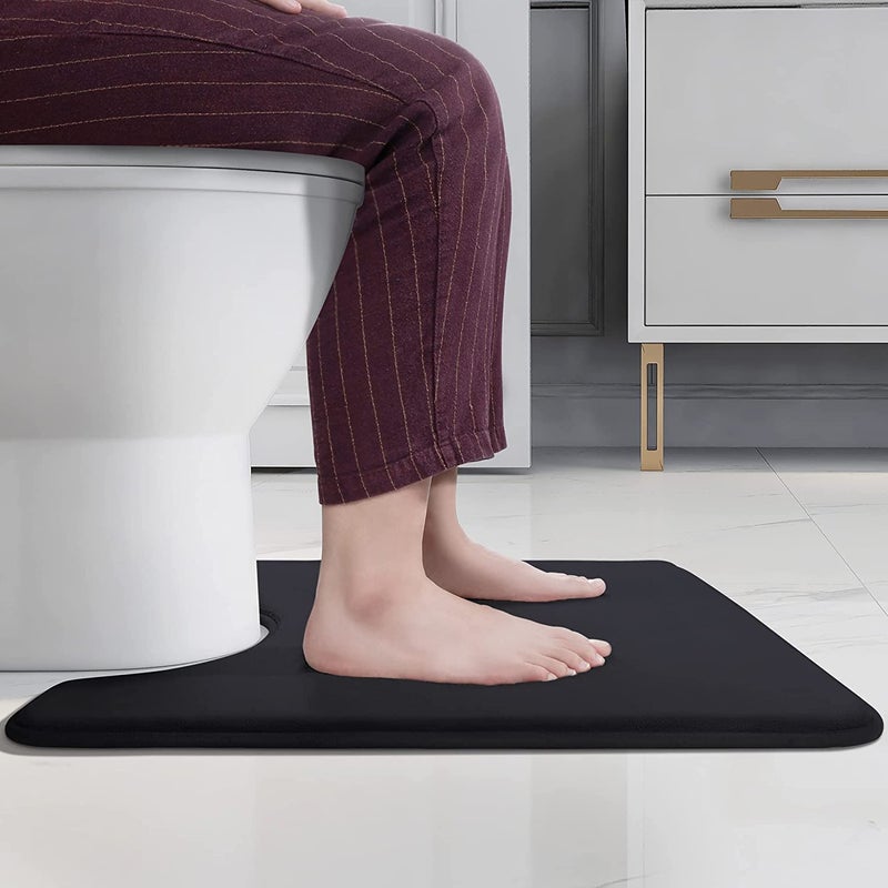 Onlyeasy Soft Bathroom Rugs, U-Shaped Bathroom Rugs, Toilet Mat, Water Absorption, Non Slip, Thick, Dry Fast for Bathroom Floor Mats (20''x24'', Black) - Image 2
