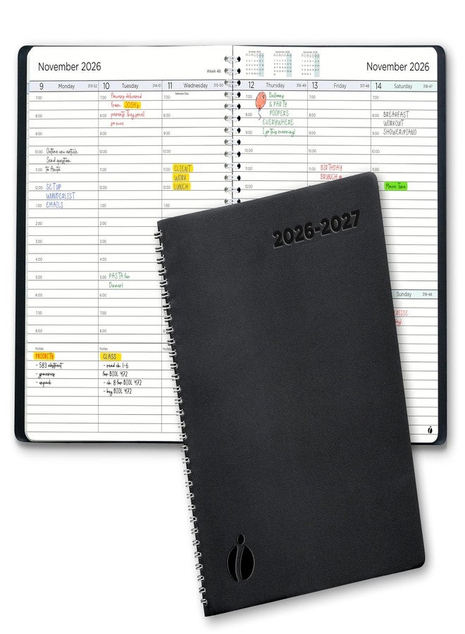 Inamio Academic Planner 2026-2027 - Hourly 2026-2027 Planner Weekly and Monthly - Appointment Book with Flexible Cover, Twin-Wire Binding - Simple Design for Productivity, June 2026 - July 2027. 8.5 x 11 - Image 1
