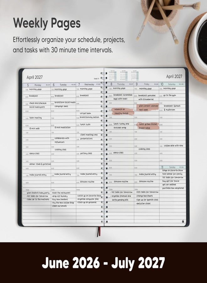Inamio Academic Planner 2026-2027 - Hourly 2026-2027 Planner Weekly and Monthly - Appointment Book with Flexible Cover, Twin-Wire Binding - Simple Design for Productivity, June 2026 - July 2027. 8.5 x 11 - Image 2