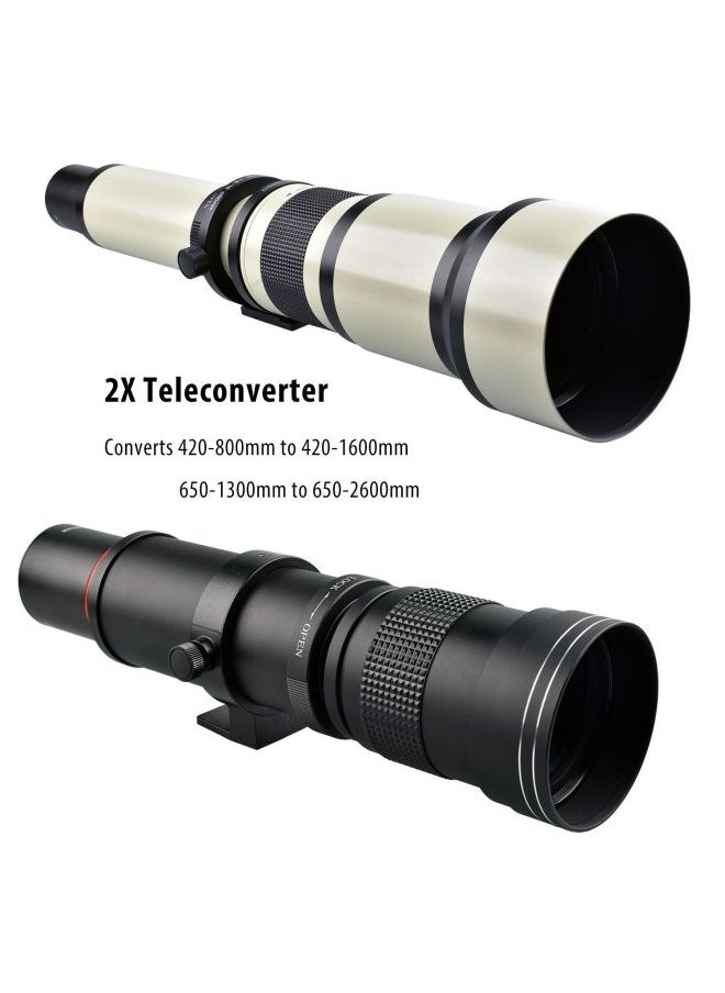 Generic - 420-1600mmF8.3 Manual Lens 2 Multiplier Telephoto Zoom Telescopic SLR Moon Shooting Bird-Body Color:White-canon Port - Image 1