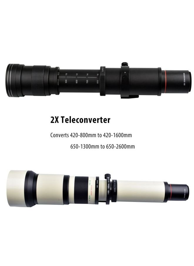 Generic - 420-1600mmF8.3 Manual Lens 2 Multiplier Telephoto Zoom Telescopic SLR Moon Shooting Bird-Body Color:White-canon Port - Image 1