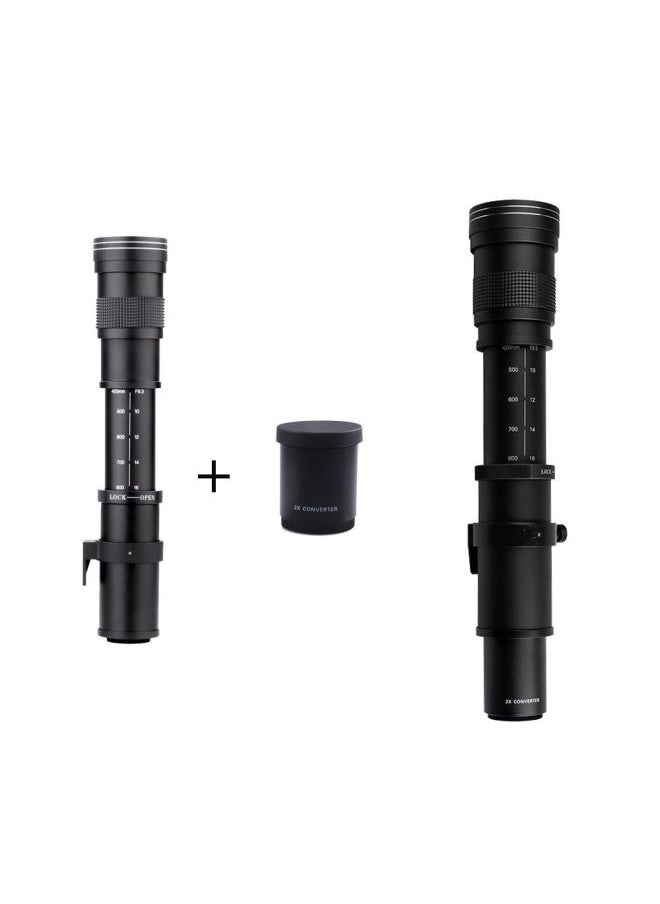 Generic - 420-1600mmF8.3 Manual Lens 2 Multiplier Telephoto Zoom Telescopic SLR Moon Shooting Bird-Body Color:White-canon Port - Image 1