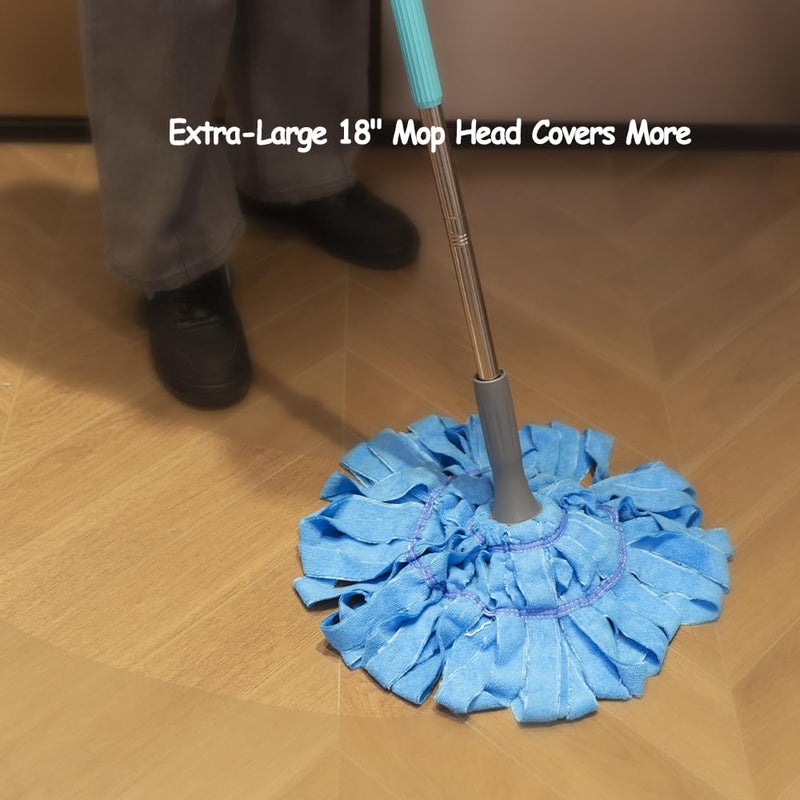 EaseYourDay Self-Wringing Twist Mops, Hands-Free Ratchet Wringing, Microfiber Mop with 1 Extra Refill - Image 5