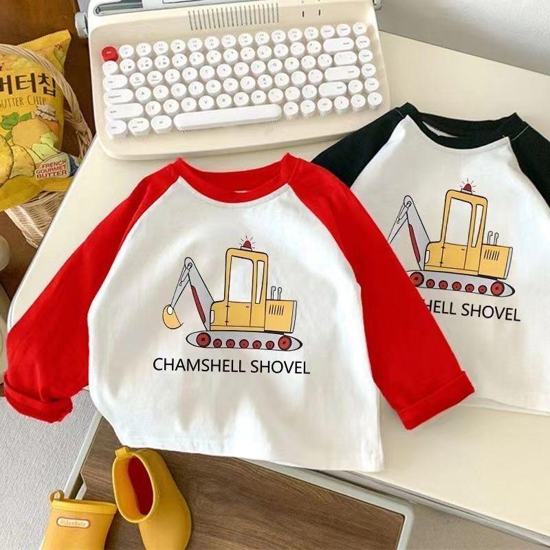 Cotton Children'S Long-Sleeved T-Shirt New Round Neck Shoulder Color-Matching Baby'S Top Cartoon Base Shirt For Boys And Girls - Image 4