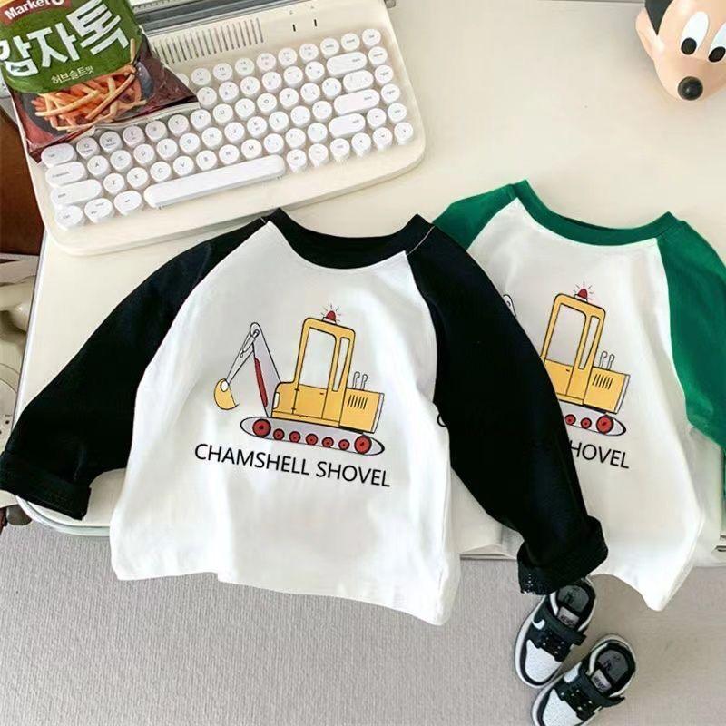 Cotton Children'S Long-Sleeved T-Shirt New Round Neck Shoulder Color-Matching Baby'S Top Cartoon Base Shirt For Boys And Girls - Image 2