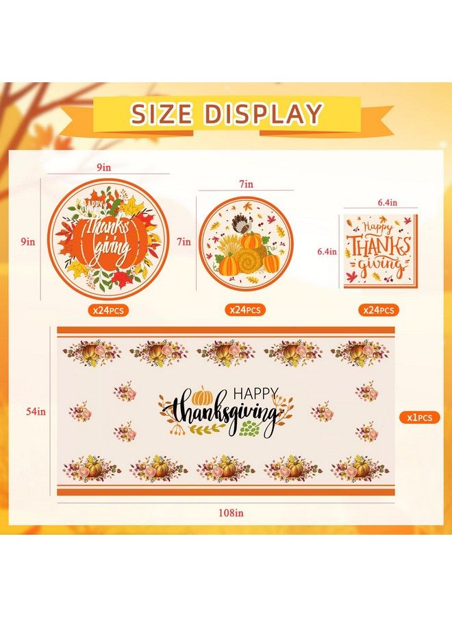 OuMuaMua Thanksgiving Party Supplies Tableware Set 73 Pack Pumpkin Turkey Maple Thanksgiving Plates Napkins And Tablecloth Disposable Dinnerware For Fall Themed Thanksgiving Dinner Party Decorations - Image 4