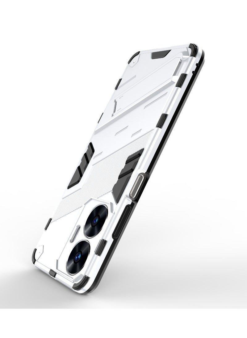Punk Armor 2 in 1 PC Tpu Shockproof Phone Case with Invisible Holder For OPPO Reno 8 5G(white)