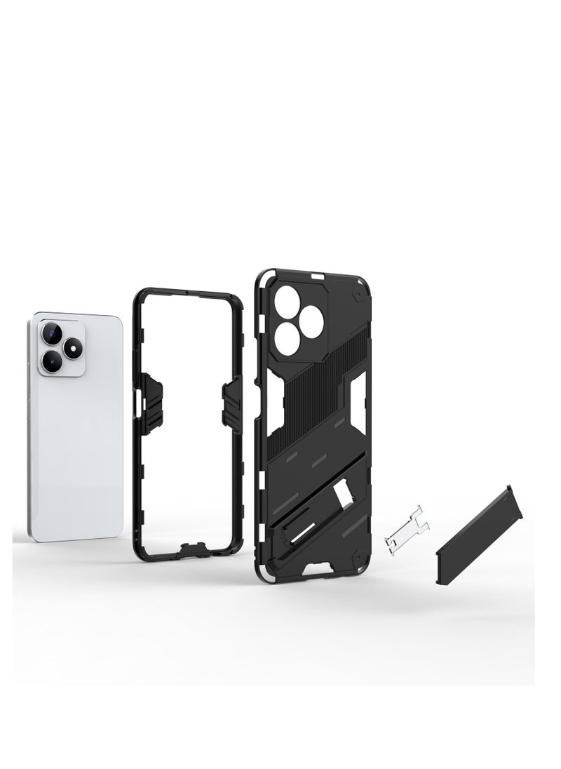 Punk Armor 2 in 1 PC Tpu Shockproof Phone Case with Invisible Holder For OPPO Reno 8 5G(white)