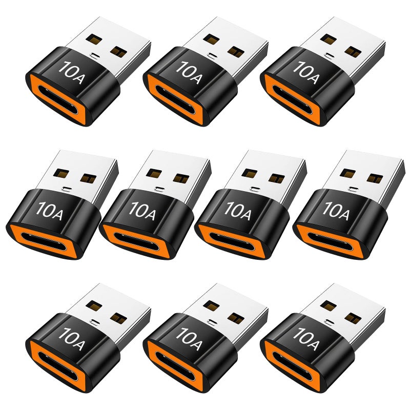 TFAK 10Pack 200W USB C to USB Adapter, with Fast Charging & 480MB Data Transfer, USB C Converter for Apple Watch Ultra iWatch Series 8 7,iPhone 16 15 Plus Pro Max,Black - Image 1