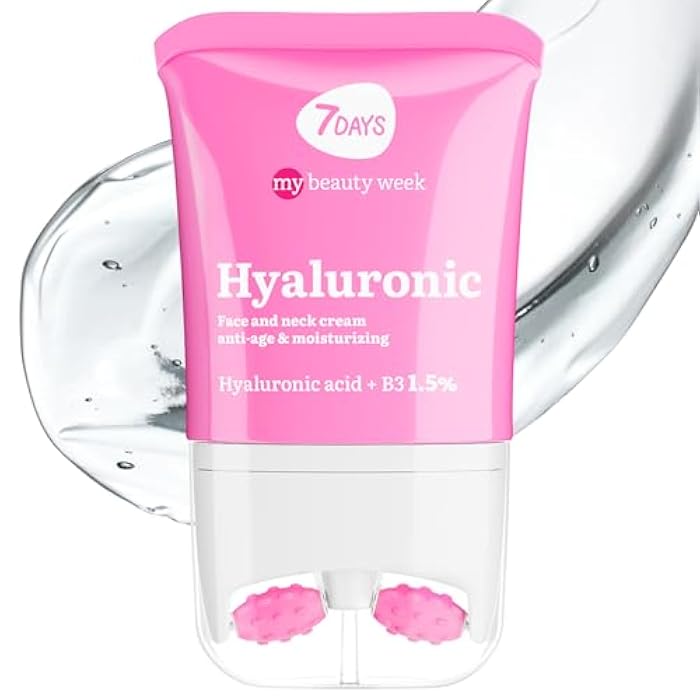 7DAYS Hyaluronic Acid Face Moisturizer – Anti-Aging Korean Skincare Cream for Firming & Wrinkle Repair with Roller & Neck Massager, 2.7 fl oz - Image 1