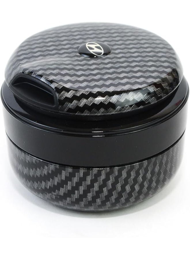 Carbon Car Ashtray with Lid Easy Clean Up with ceramic liner car cup and Blue Led - Huyndai - Image 1