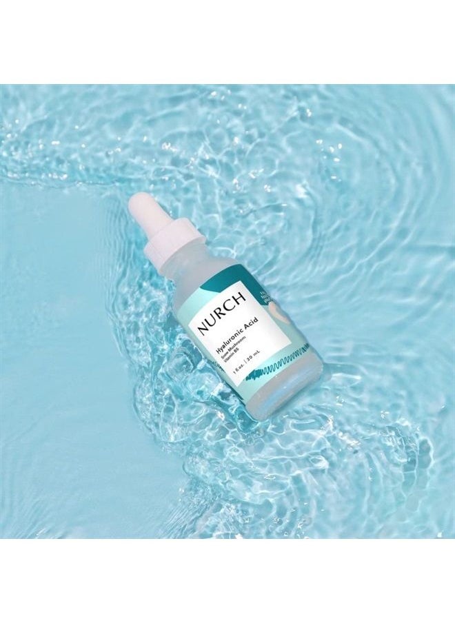 NURCH - Pure Hyaluronic Acid Serum for Face + Snow Mushroom + Vitamin B5 | Natural & Lightweight | Vegan, Clean, & Fragrance Free | Moisturizer Hydrates Dry Skin & Reduces Appearance of Fine Lines, 1 Oz - Image 1