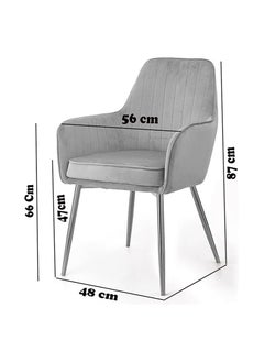 Poppins Home Soft Velvet Seat and Back With Thick Cushion Metal Legs Armchairs  - Image 5