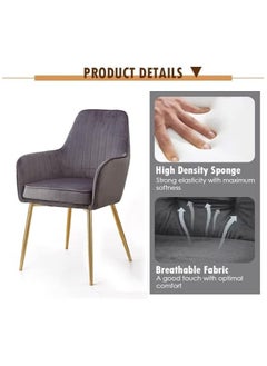 Poppins Home Soft Velvet Seat and Back With Thick Cushion Metal Legs Armchairs  - Image 3