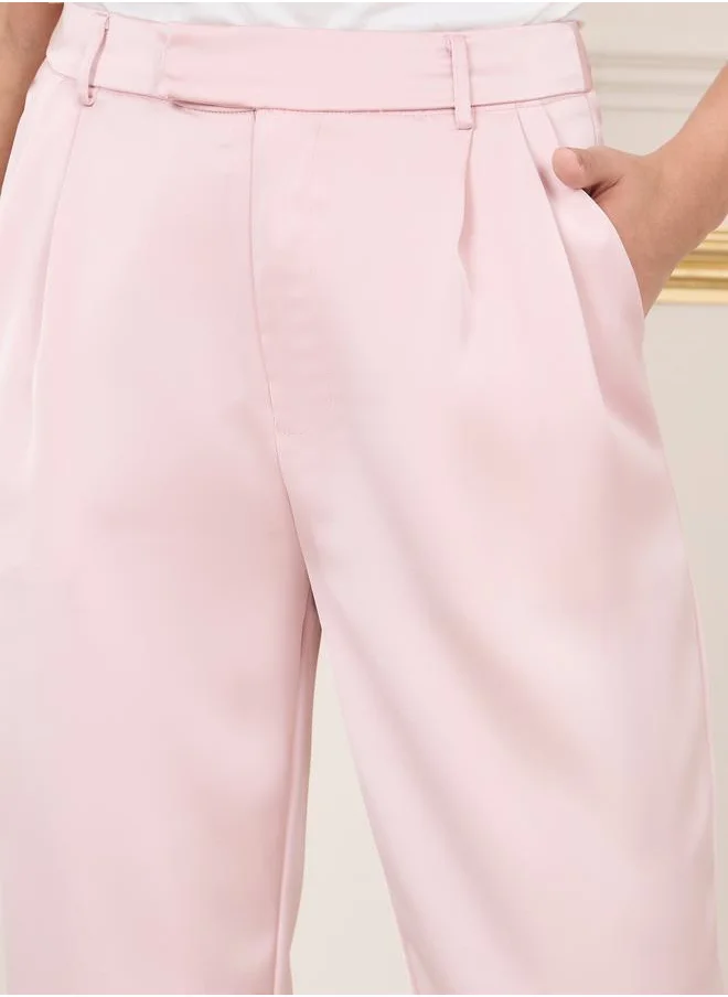 Styli Satin Twill Tapered Ankle Length Trouser