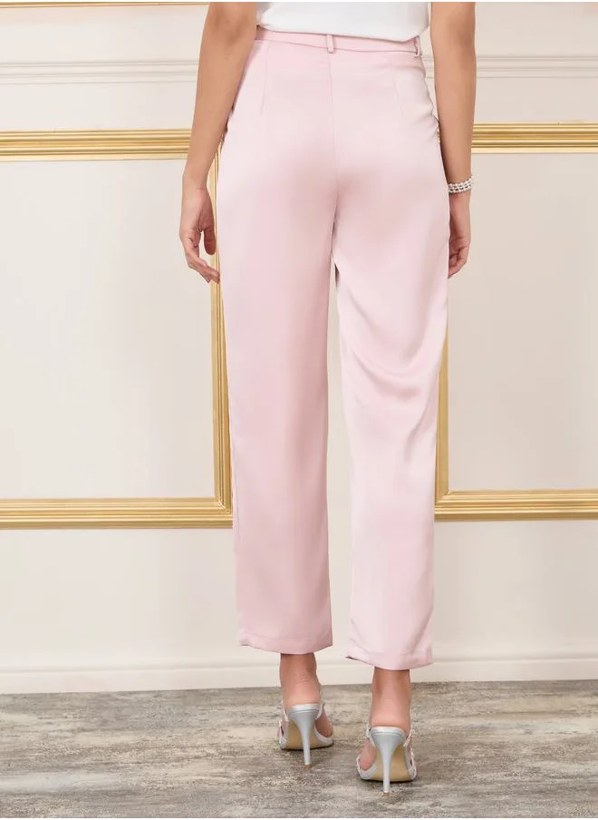 Styli Satin Twill Tapered Ankle Length Trouser