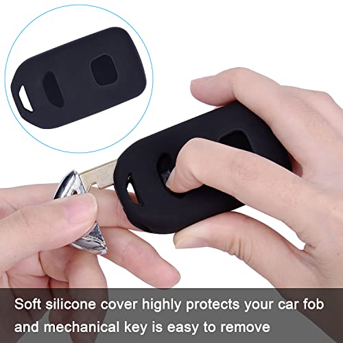 Wisdompro Key FOB Cover with Keychain for Honda Accord Civic CR-V Pilot Passport Insight, Silicone Full Protection Smart Remote Key Case Protector - Black, 2 Pcs - Image 4
