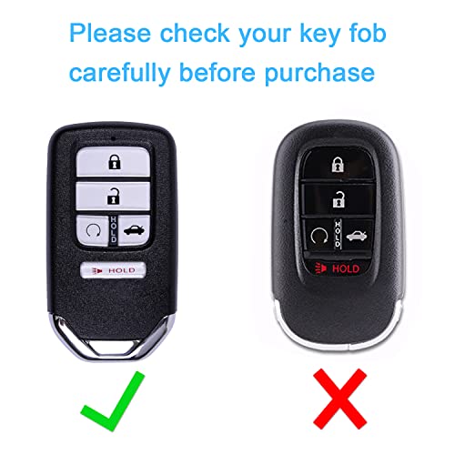 Wisdompro Key FOB Cover with Keychain for Honda Accord Civic CR-V Pilot Passport Insight, Silicone Full Protection Smart Remote Key Case Protector - Black, 2 Pcs - Image 2