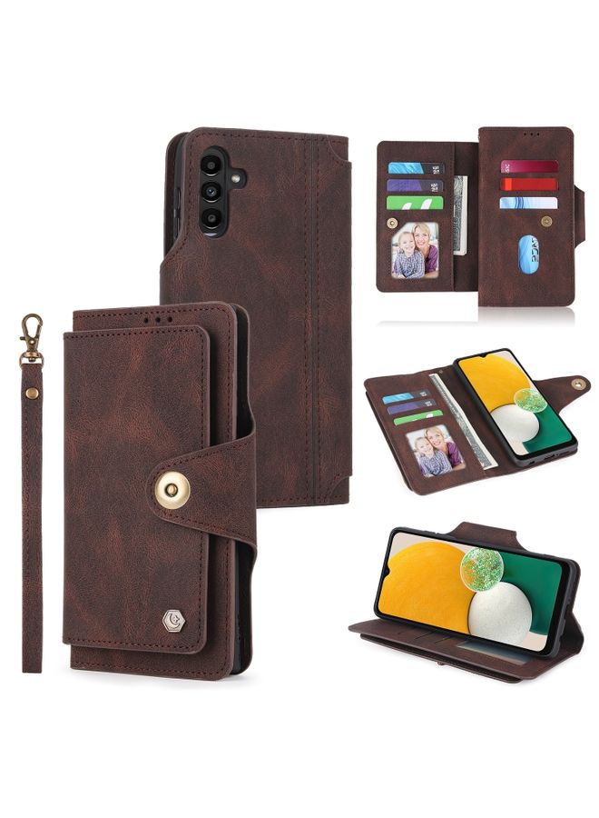 BGM Case Cover For Samsung Galaxy A13 5G POLA 9 Card-slot Oil Side Leather Phone Case Brown