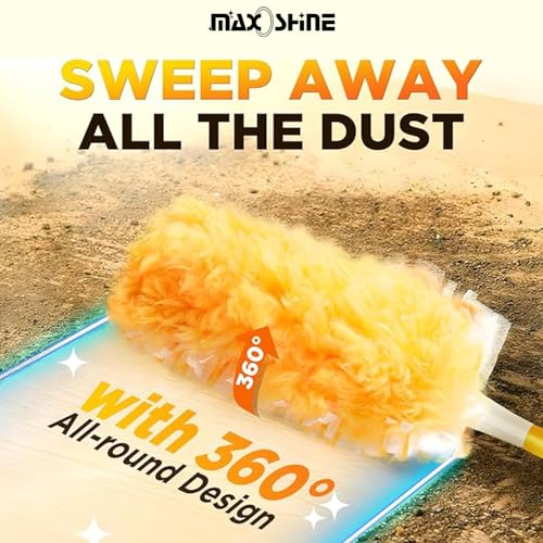 MAXOSHINE Disposable Microfiber Feather Duster for Home Cleaning with 5 Refills-Multipurpose Dusting Brush with Bendable Head Ideal for Cleaning AC Vents Car Blinds Furniture Hard-to-Reach Gap - Image 5