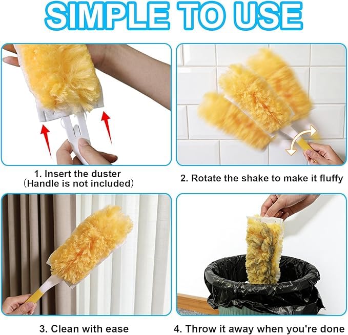 MAXOSHINE Disposable Microfiber Feather Duster for Home Cleaning with 5 Refills-Multipurpose Dusting Brush with Bendable Head Ideal for Cleaning AC Vents Car Blinds Furniture Hard-to-Reach Gap - Image 4