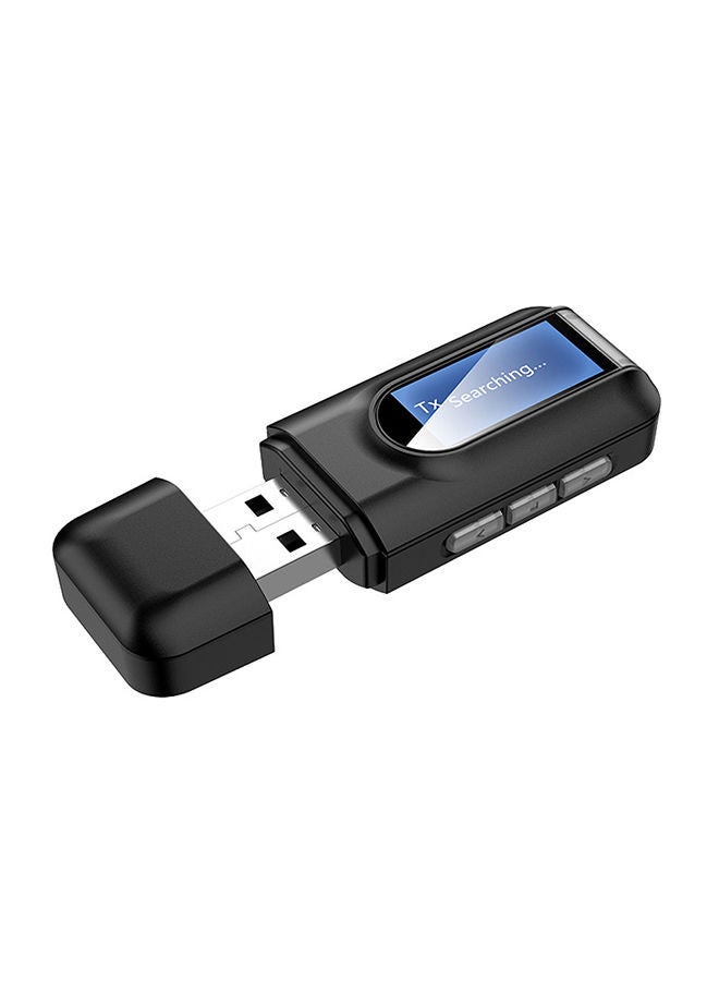 NIBEMINENT Mini USB Audio Receiver and Transmitter BT Adapter Wireless 2 in 1 RX TX with LCD Screen null Black - Image 1