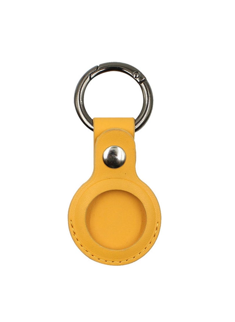BSNL - Leather Protective Case with Carabiner Ring Anti Scratch for AirTag Bluetooth Tracker Yellow - Image 1