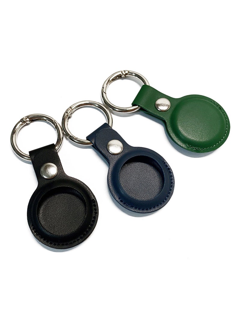BSNL - Leather Protective Case with Carabiner Ring Anti Scratch for AirTag Bluetooth Tracker Yellow - Image 1