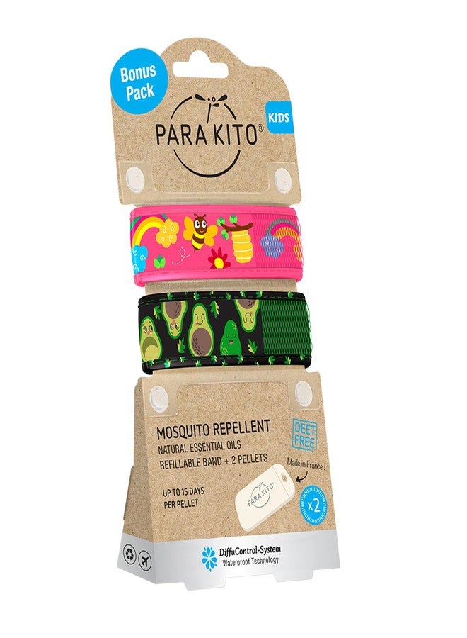PARA'KITO Bonus Pack - 2 Kids Wristbands & 2 Refills Honey Bee & Avocado - Image 2