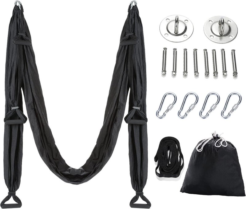 ZELUS Aerial Yoga Swing Sling Strong Yoga Hammock Kit Set Trapeze Inversion Equipment Include 2 Extensions Straps and Ceiling Mounting Kit - Image 1